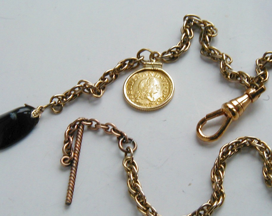 Chunky Pocket Watch Chain 10k Elks Tooth Fob • PreAdored® Sustainable Luxury
